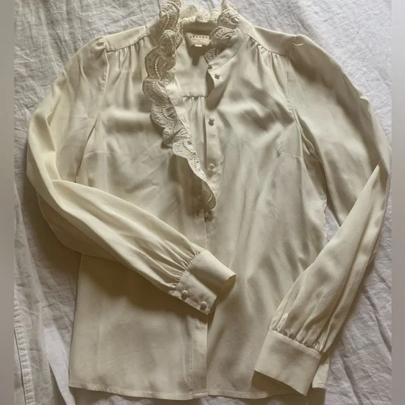 Sezane Silk Chloe Blouse Ecru Size 34 - Picture 3 of 5